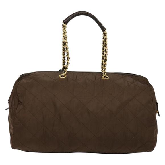 PRADA Boston Bag Nylon Brown Gold - Picture 3 of 12